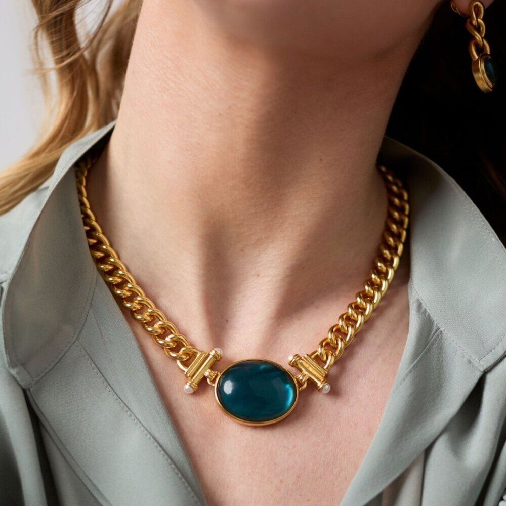 Brand new. $365 Julie Vos Dolce Statement Necklace blue